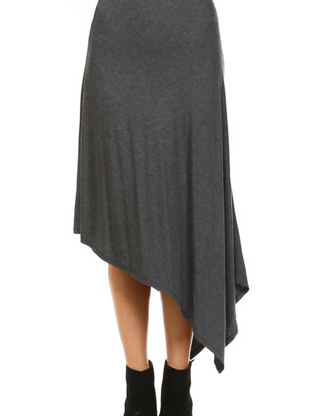 Asymmetrical Midi Skirt in Dark Gray